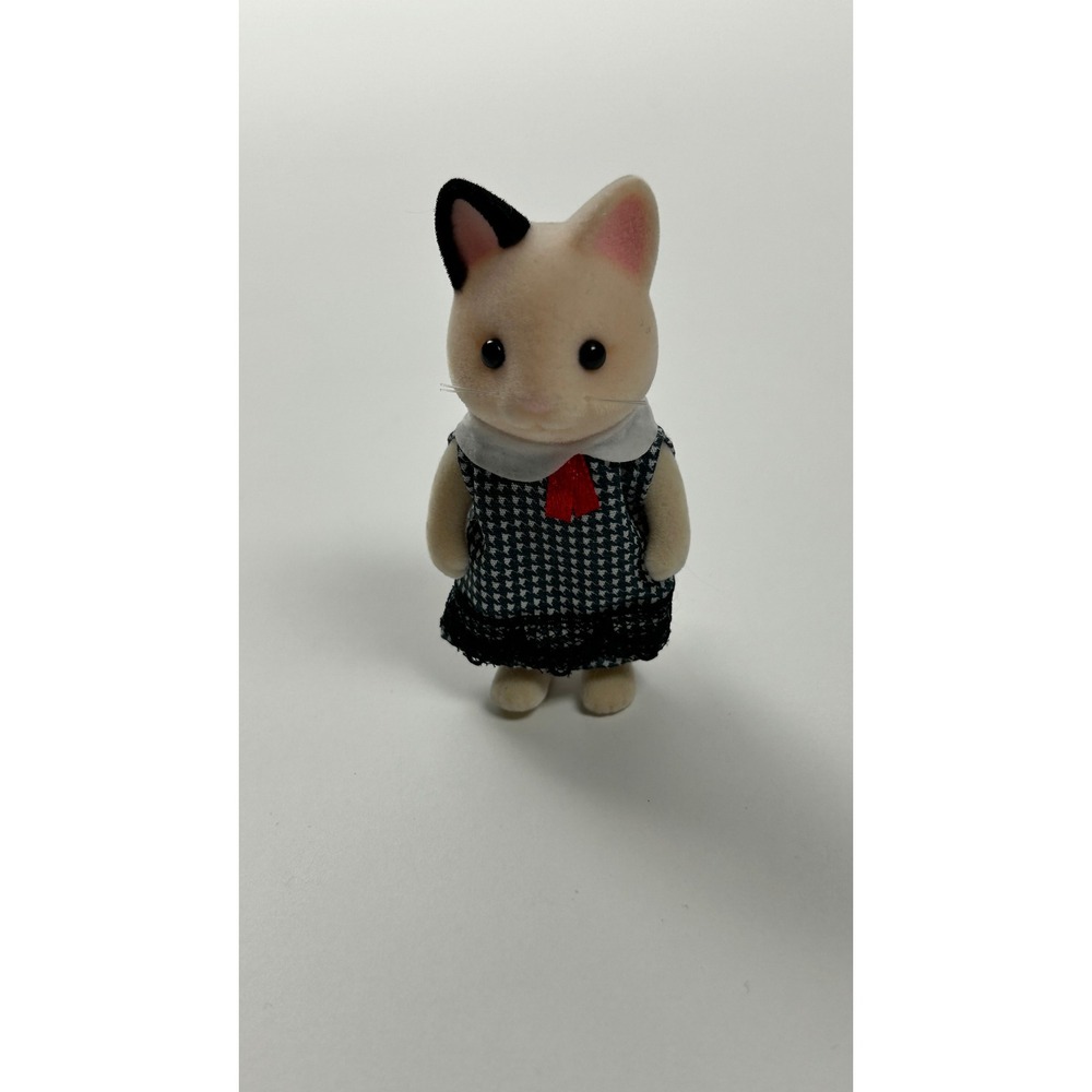 Sylvanian Families Tuxedo Cat Figure Town Girl Series Houndstooth Dress